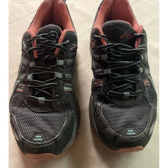 Asics Gel Venture 5 Black Mint Coral Trail Running Shoes Women’s Sz 8 - Picture 2 of 10